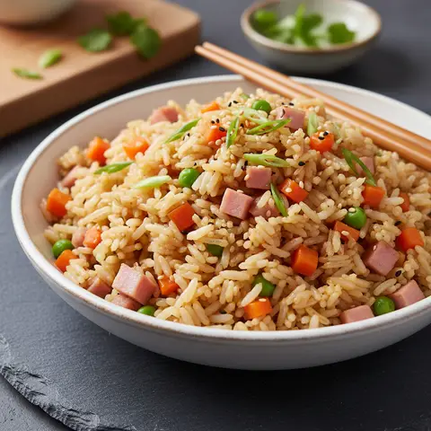 Stir-Fried Rice with Carrots and Ham