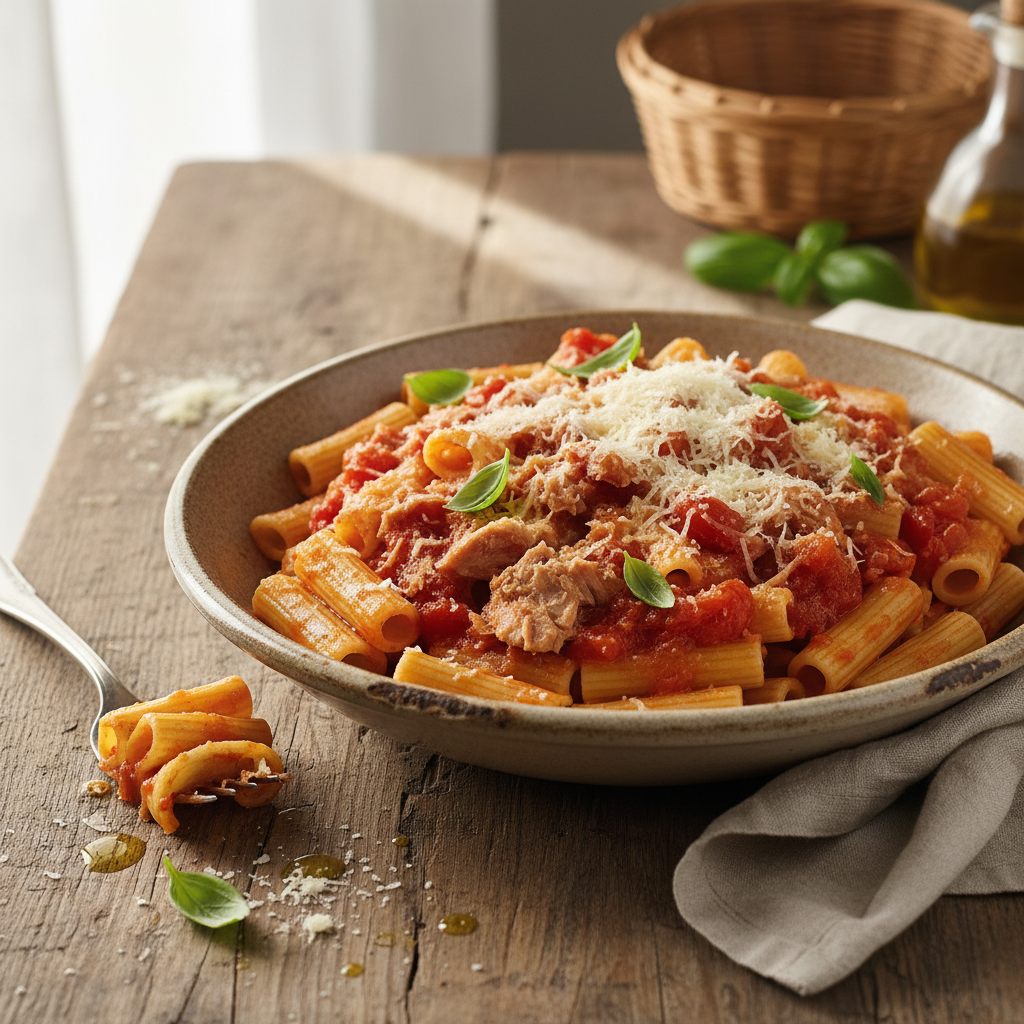 Pâtes Thon-Tomate-Parmesan