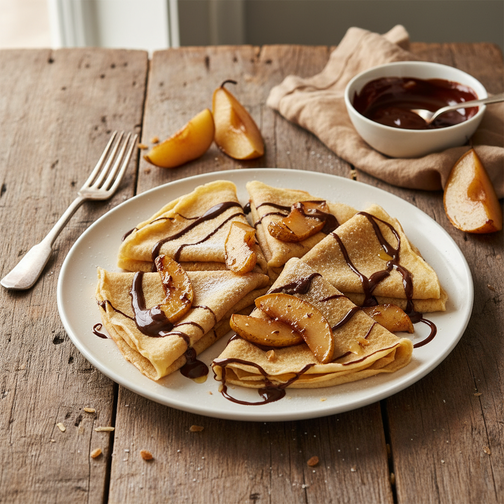 Crêpes au Chocolat et Poire