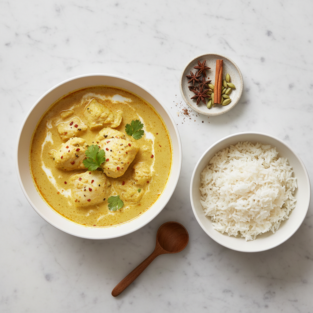 Curry de poisson et riz jasmin