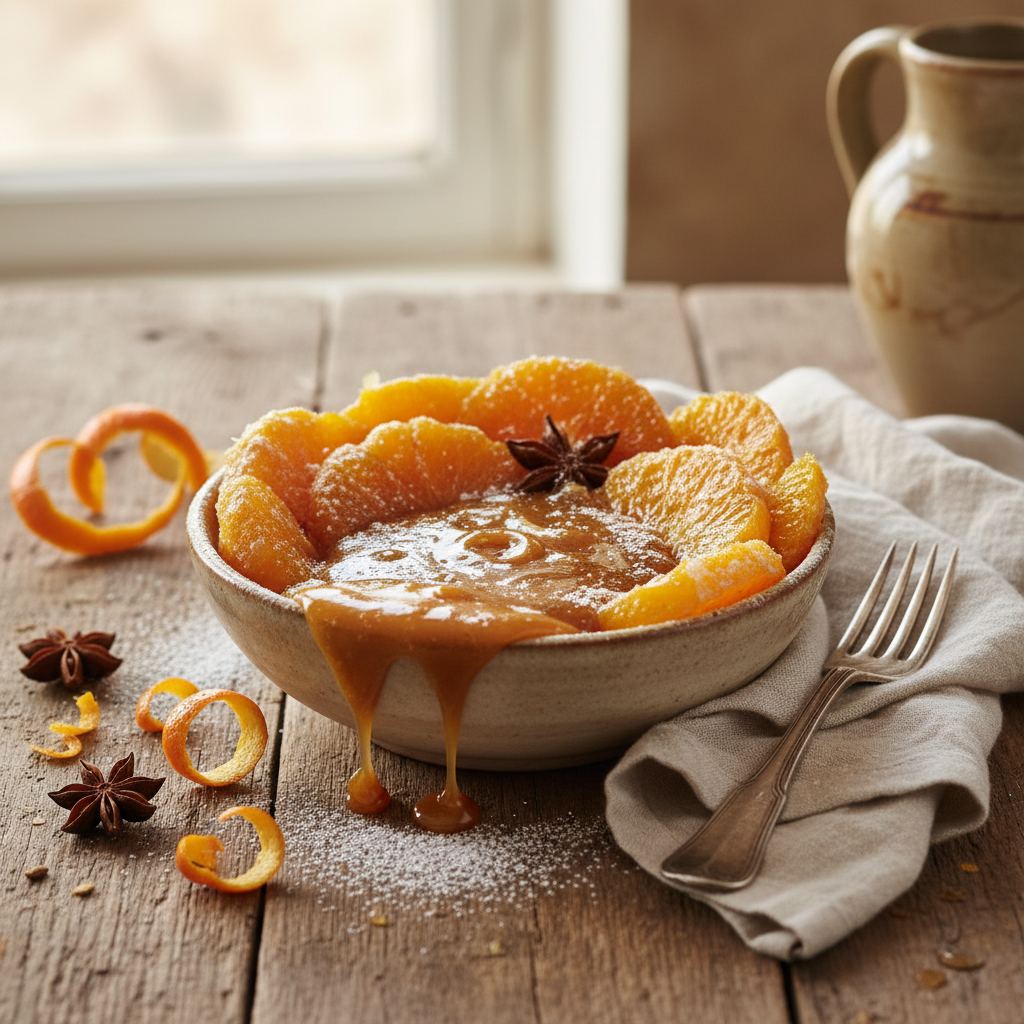 Orange Glacée au Sucre et Caramel de Farine