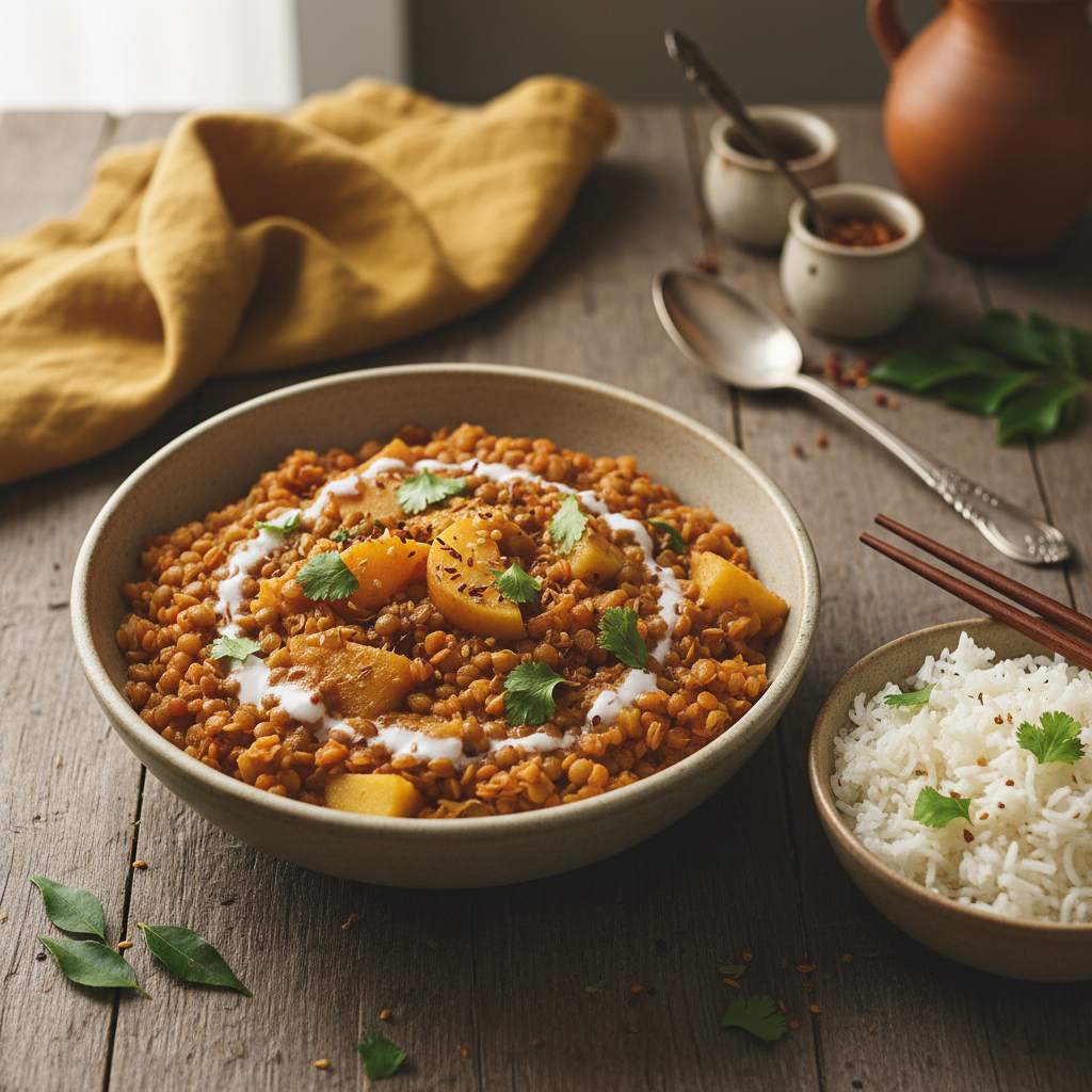 Curry de lentilles et pommes