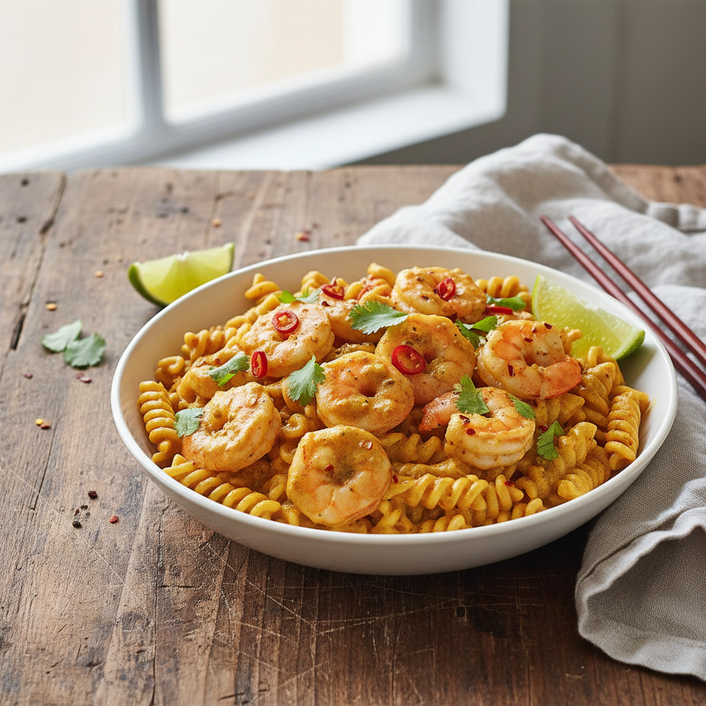 Curry de Crevettes aux Penne