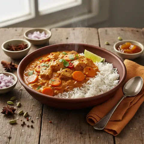 Thun-Curry mit Karotten und Reis