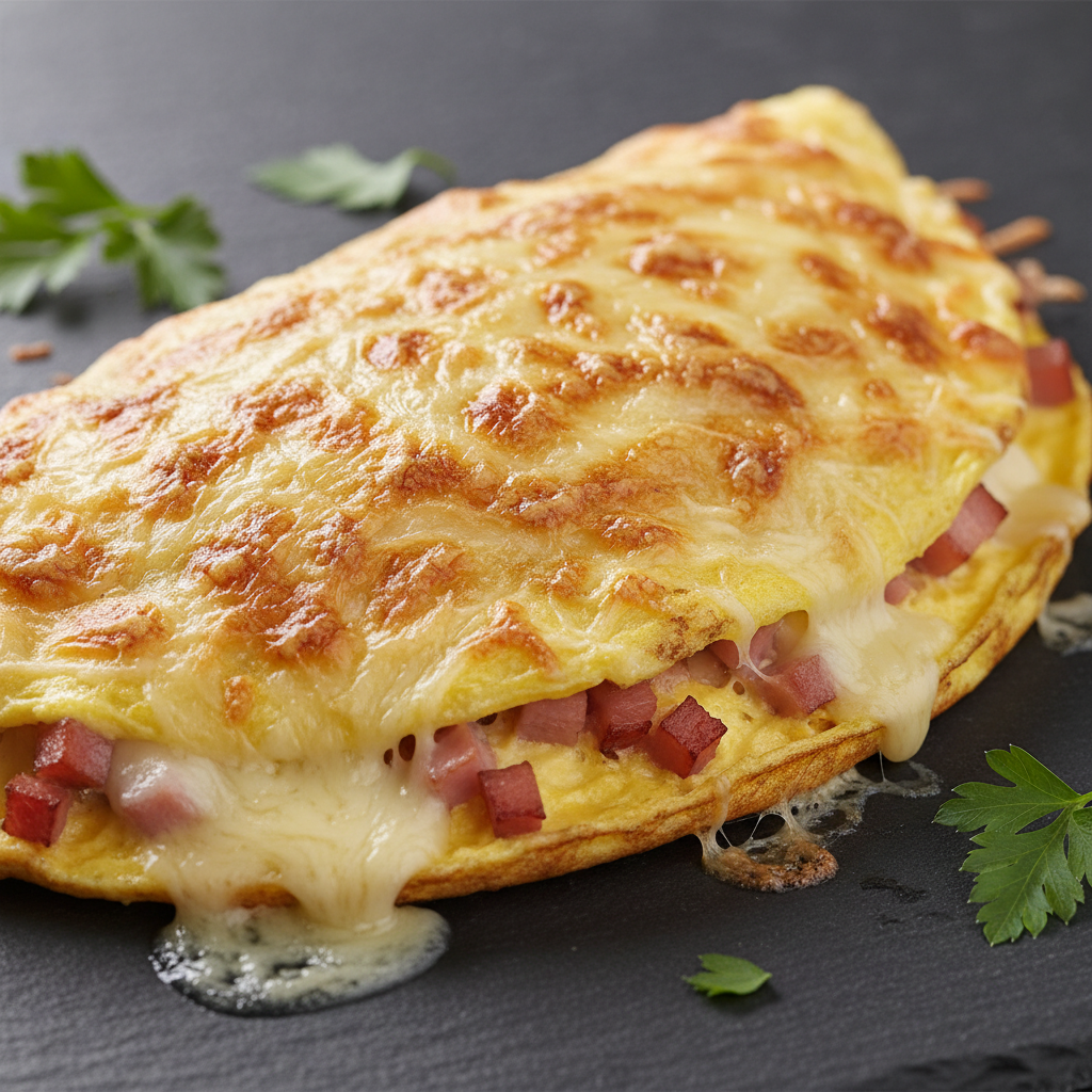 Omelette Jambon-Fromage Gratinée