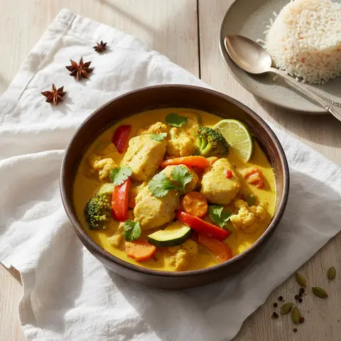 Fisch-Curry mit Gemüse und Kokosmilch