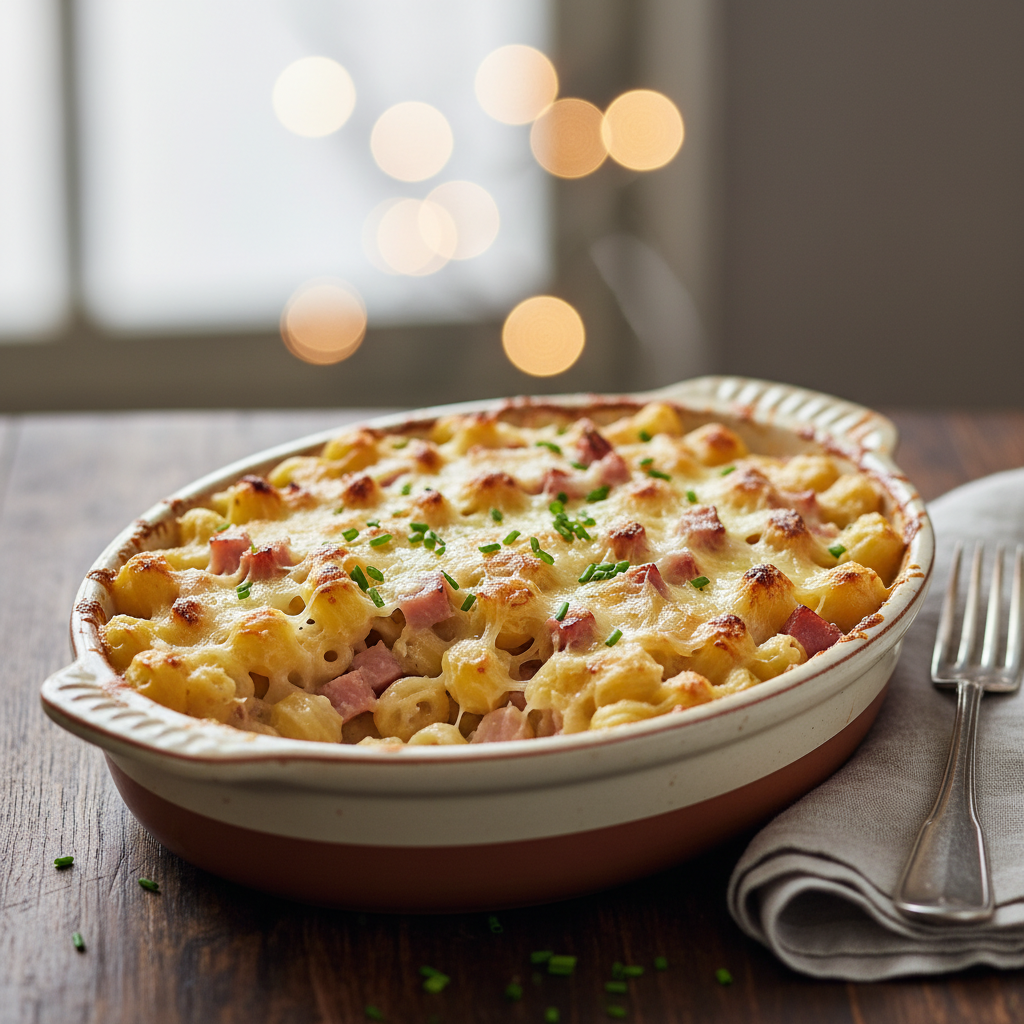 Coquillettes Gratinées au Jambon et Béchamel