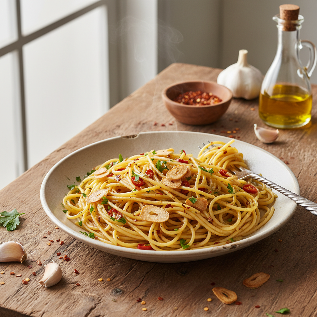 Spaghettis Aglio e Olio (à l'Ail et l'Huile)