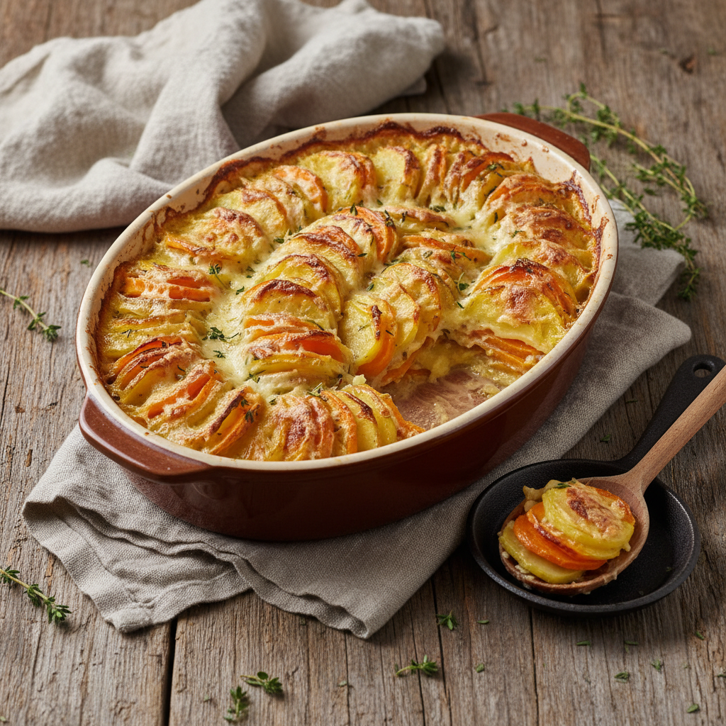 Gratin de pommes de terre et carottes