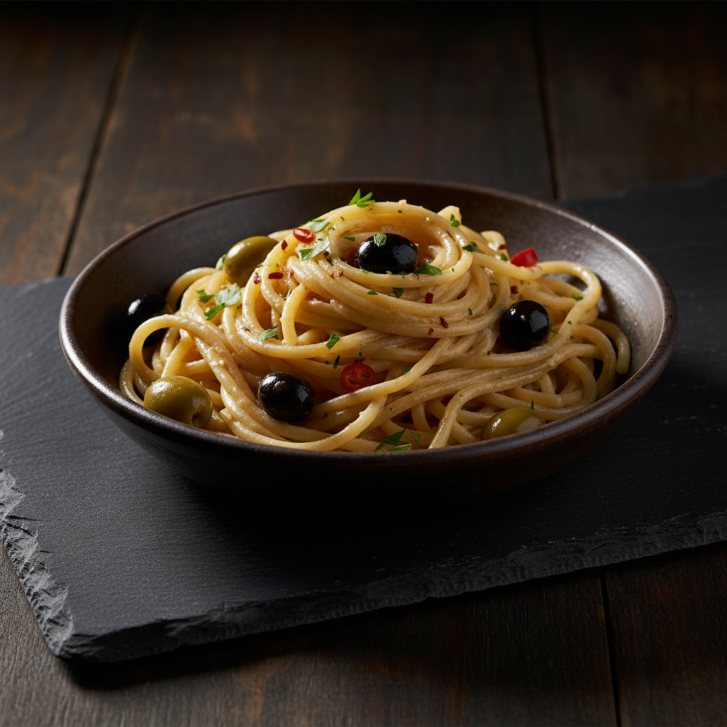 Pâtes à l'Aïoli et Olives