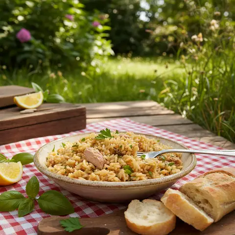 Gebratener Reis mit Thunfisch und Olivenöl