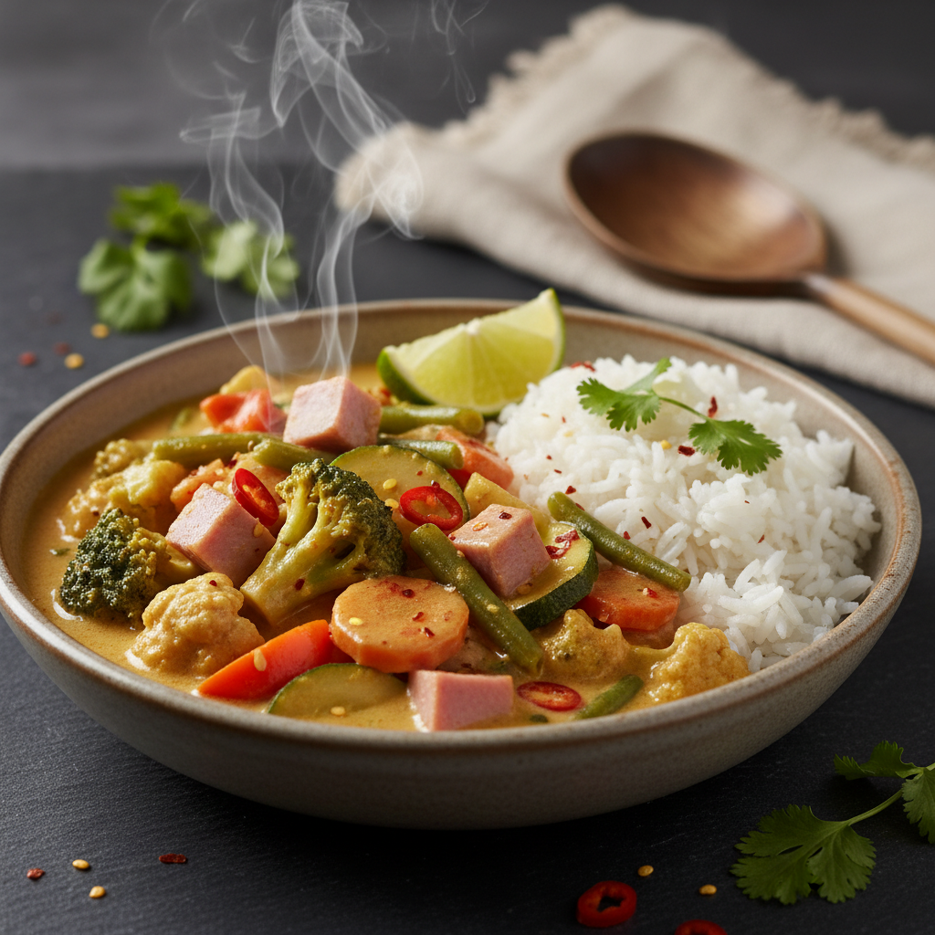 Curry Asiatique de Légumes et Jambon