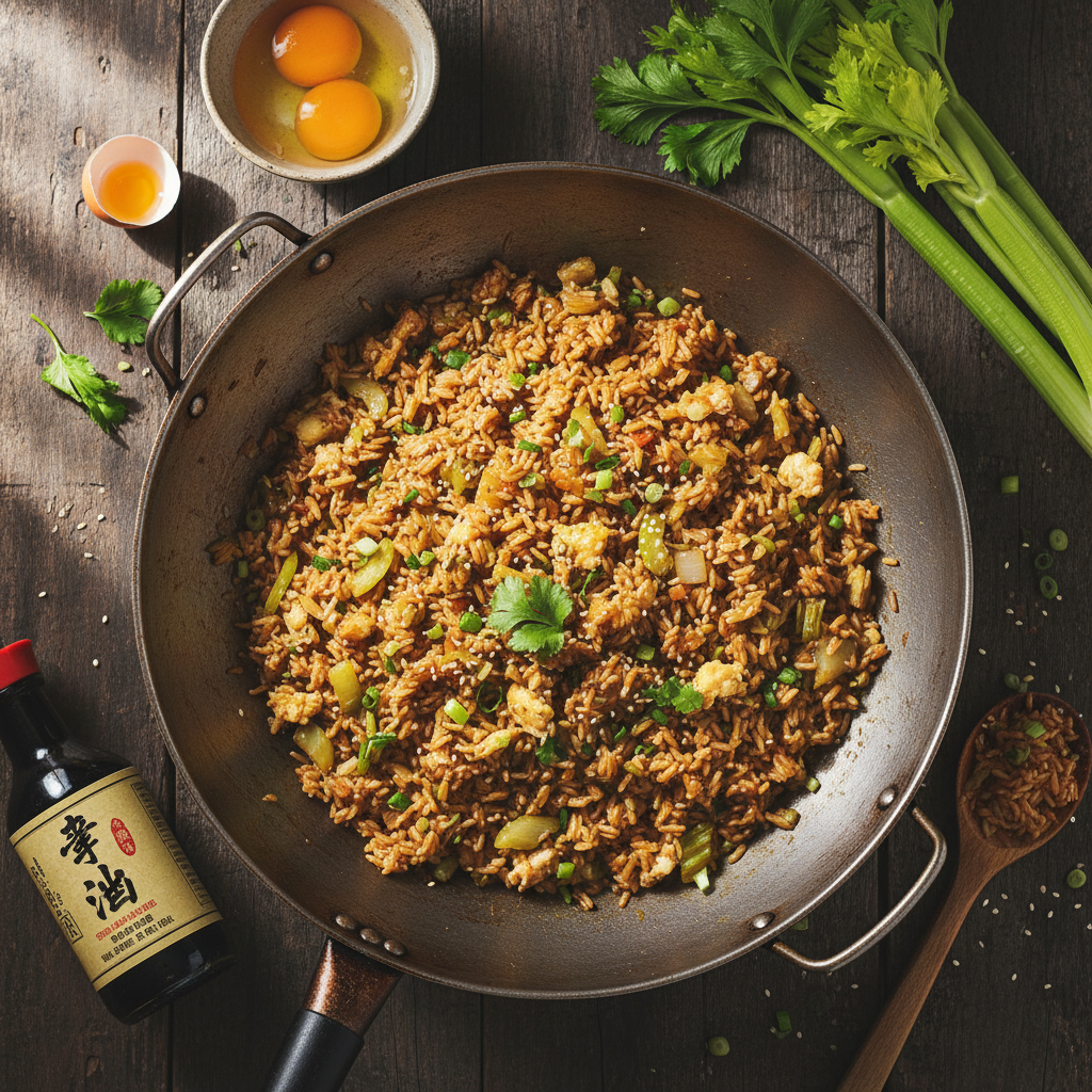 Wok de riz sauté aux légumes
