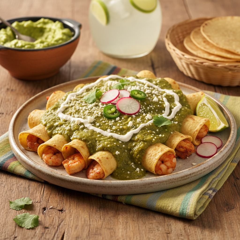 Enchiladas Vertes au Crevettes
