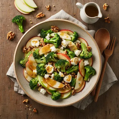 Hearty Salad with Apples, Walnuts, Broccoli, and Honey