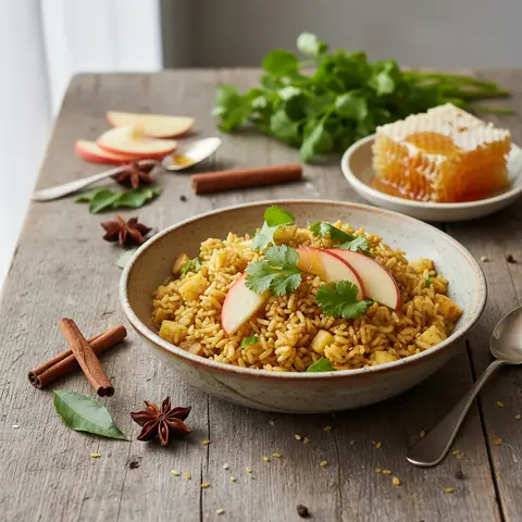 Stir-Fried Rice with Apples and Mild Curry