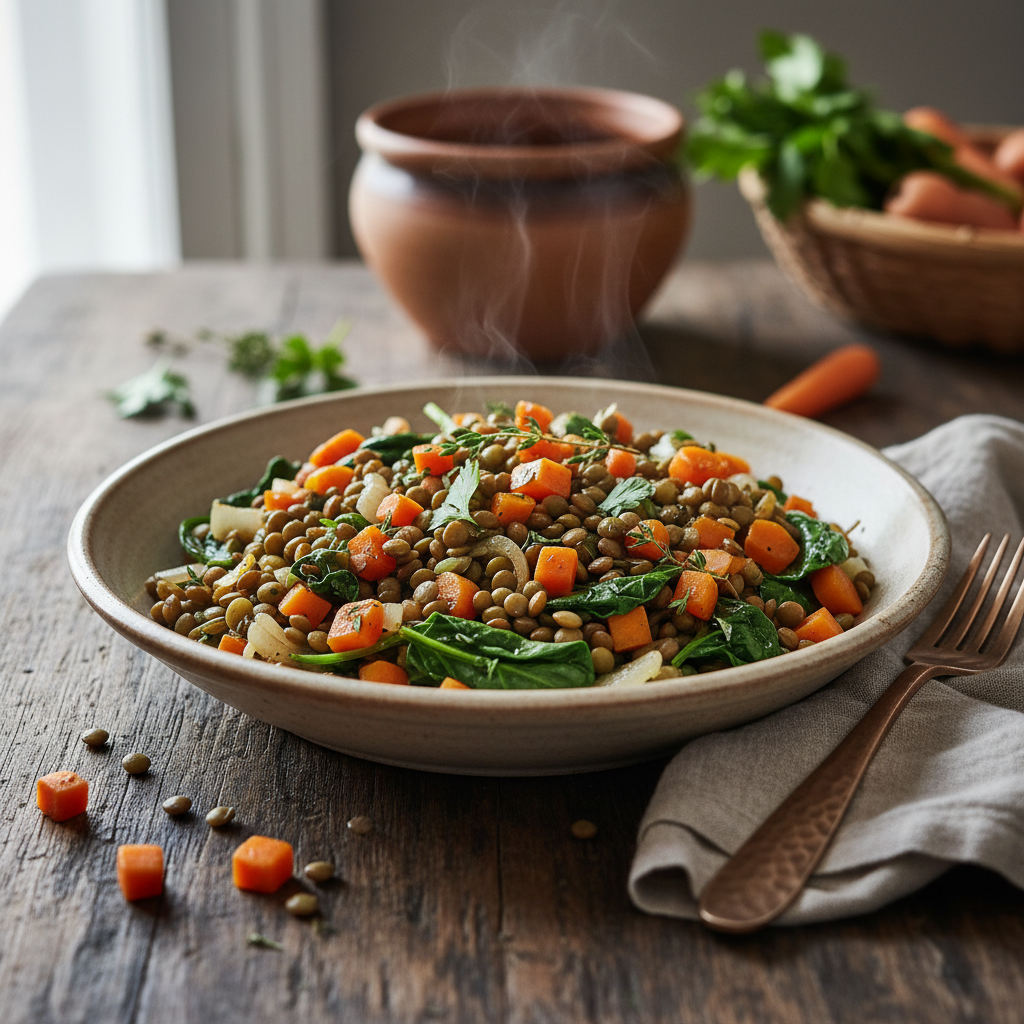 Poêlée de légumes aux lentilles