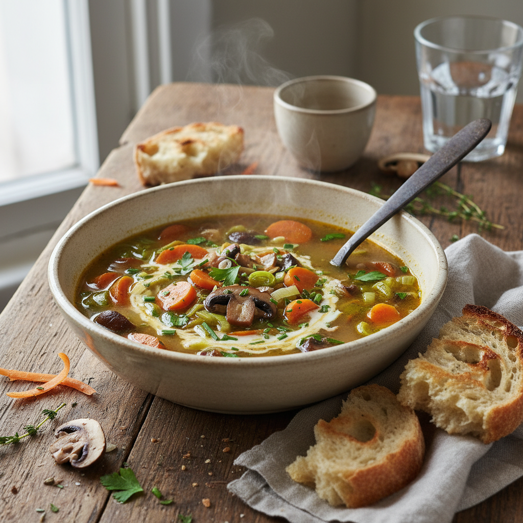Soupe paysanne carottes-champignons