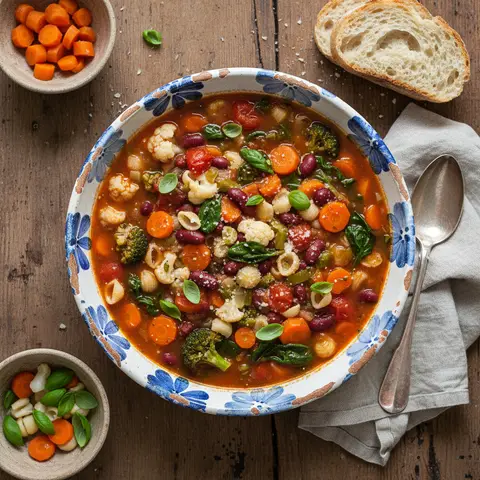 Minestrone-Suppe mit Gemüse
