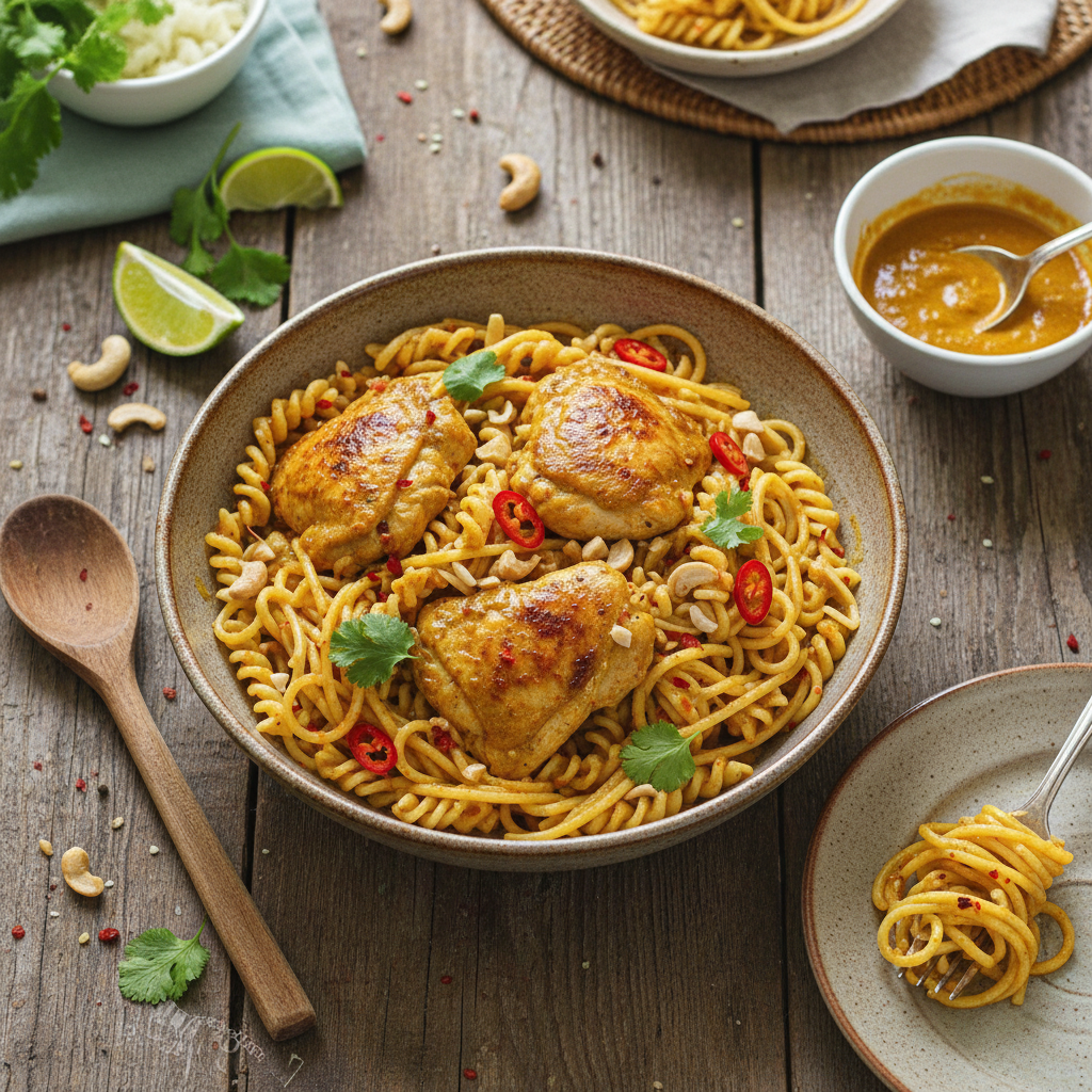 Poulet Curry Rapide aux Pâtes