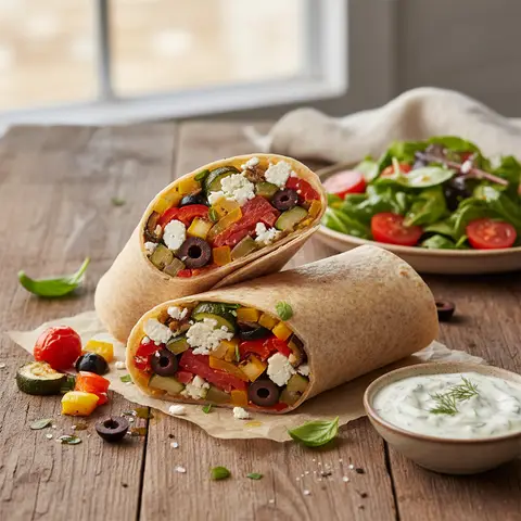Mediterrane Wraps mit geröstetem Gemüse