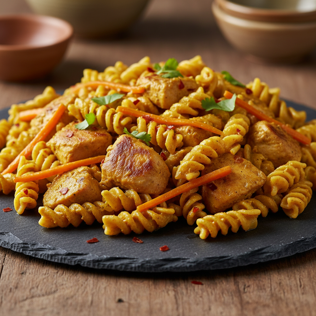 Pâtes au Curry et Poulet