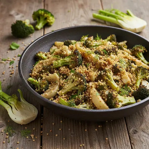 Roasted Quinoa with Broccoli and Fennel