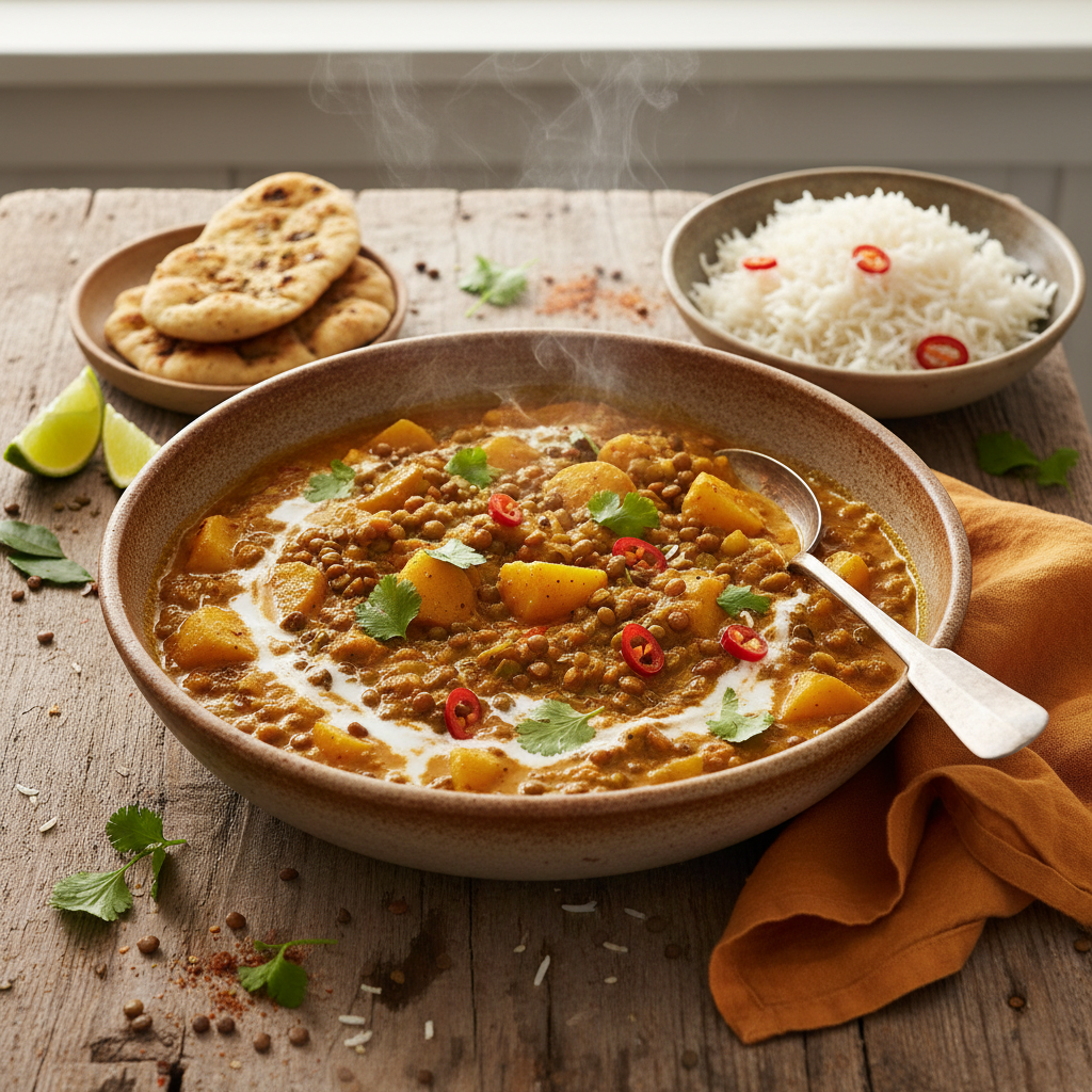 Curry de Pommes de Terre et Lentilles