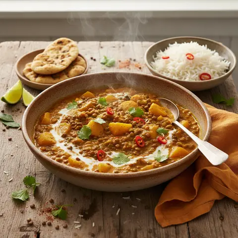 Curry mit Kartoffeln und Linsen