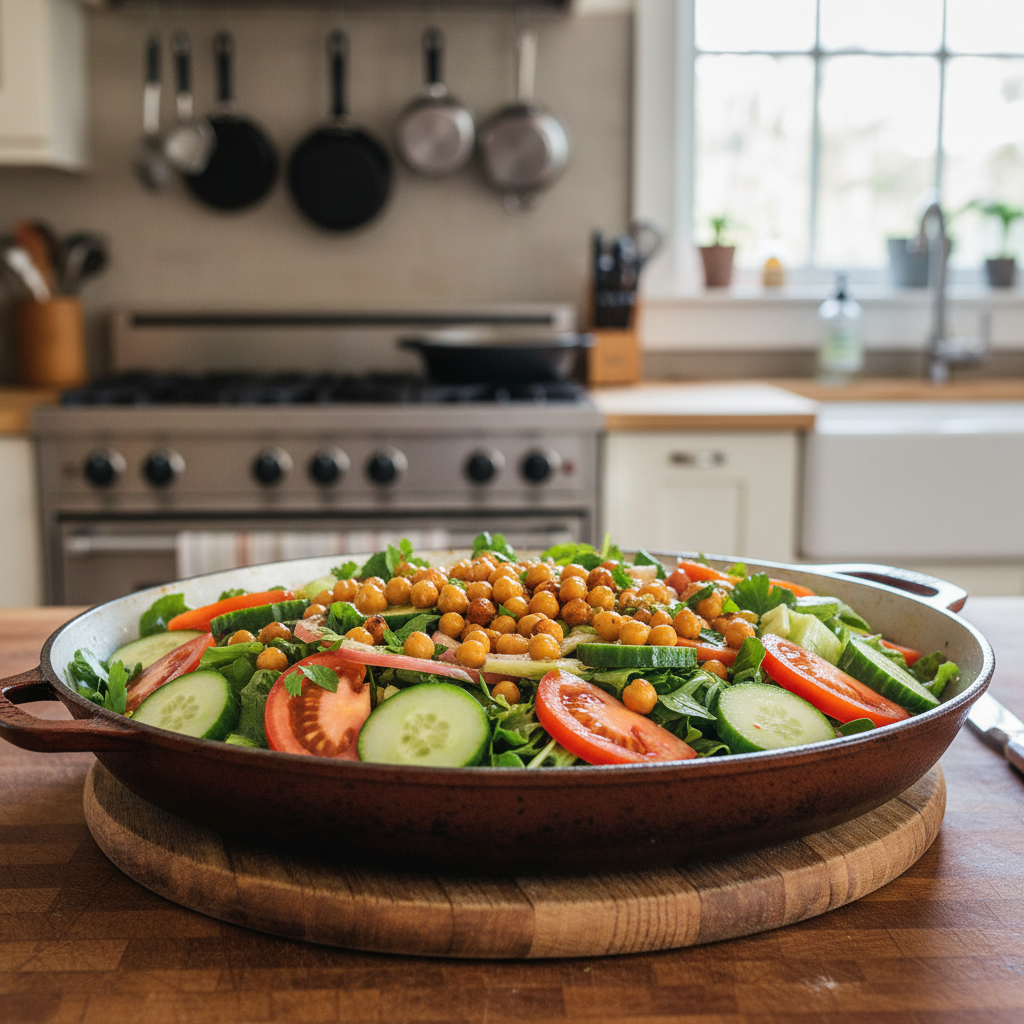 Salade composée méditerranéenne avec pois chiches rôtis