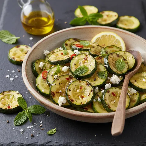 Gegrillter Zucchini-Salat mit Olivenöl