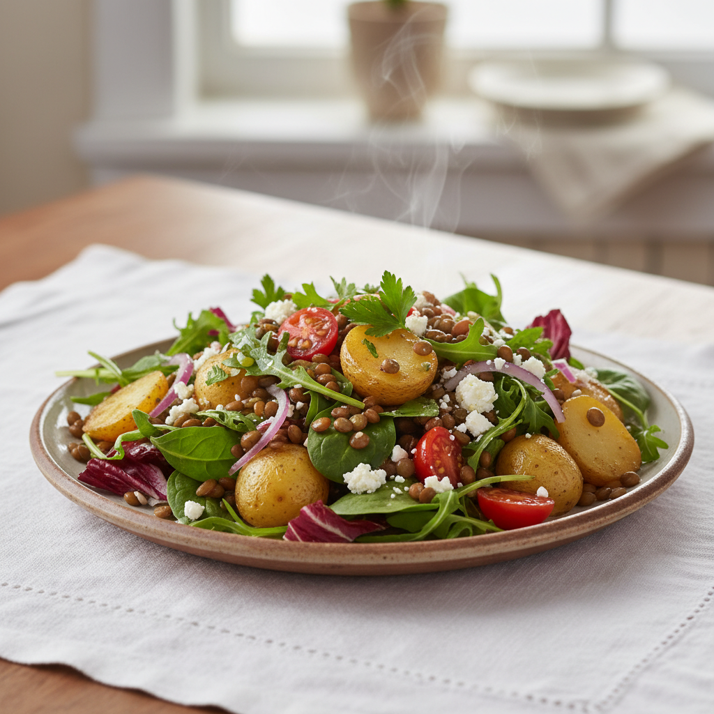 Salade Composée Chaude aux Lentilles et Pommes de Terre