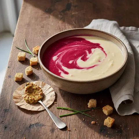 Creme-Suppe aus Blumenkohl und Rote Bete