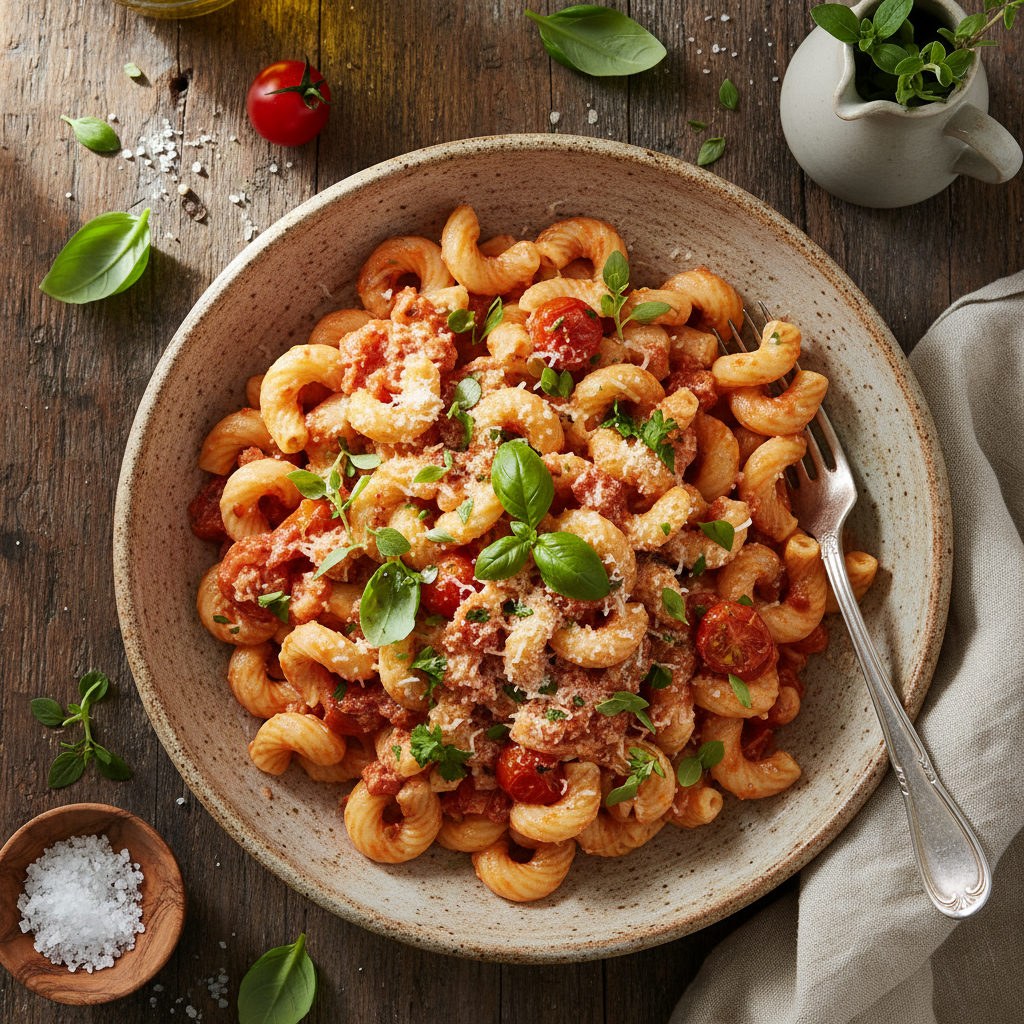 Pâtes Crémeuses aux Tomates et Herbes