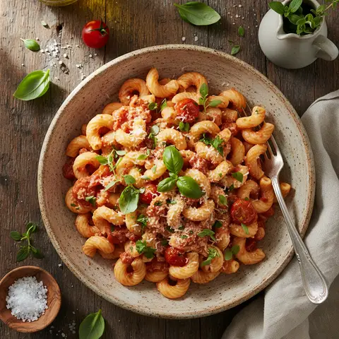 Cremige Nudeln mit Tomaten und Kräutern