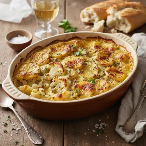 Potato and Cauliflower Gratin with Mustard