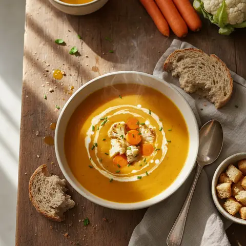 Cremige Karotten-Blumenkohl-Suppe