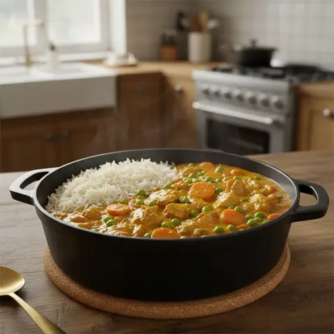 Thun-Curry mit Möhren und Reis