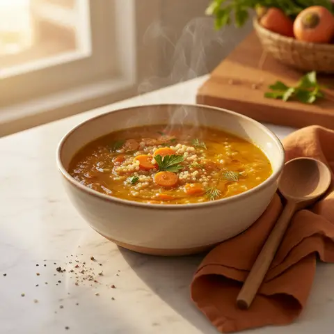 Quinoa- und Karottensuppe
