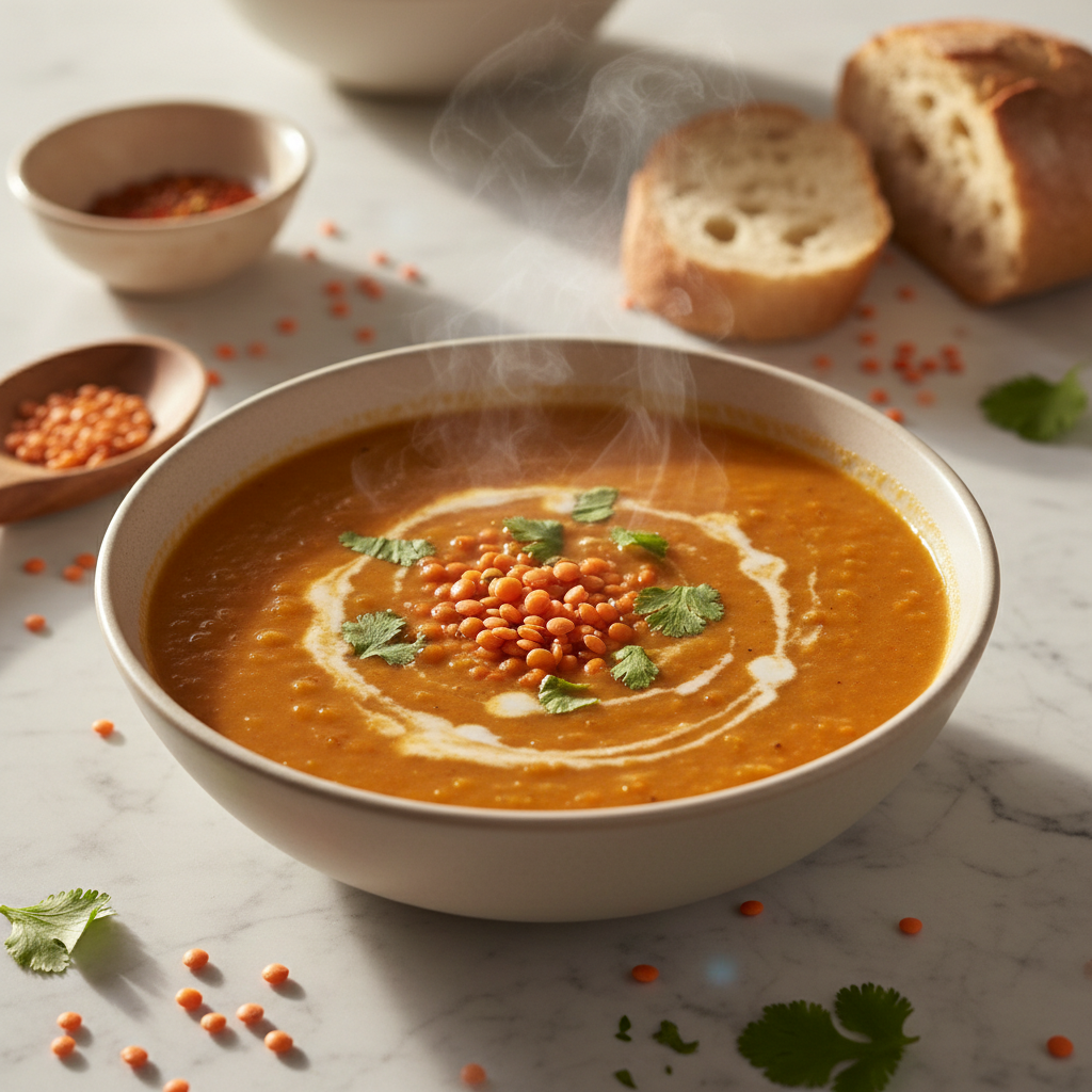 Soupe de lentilles corail réconfortante