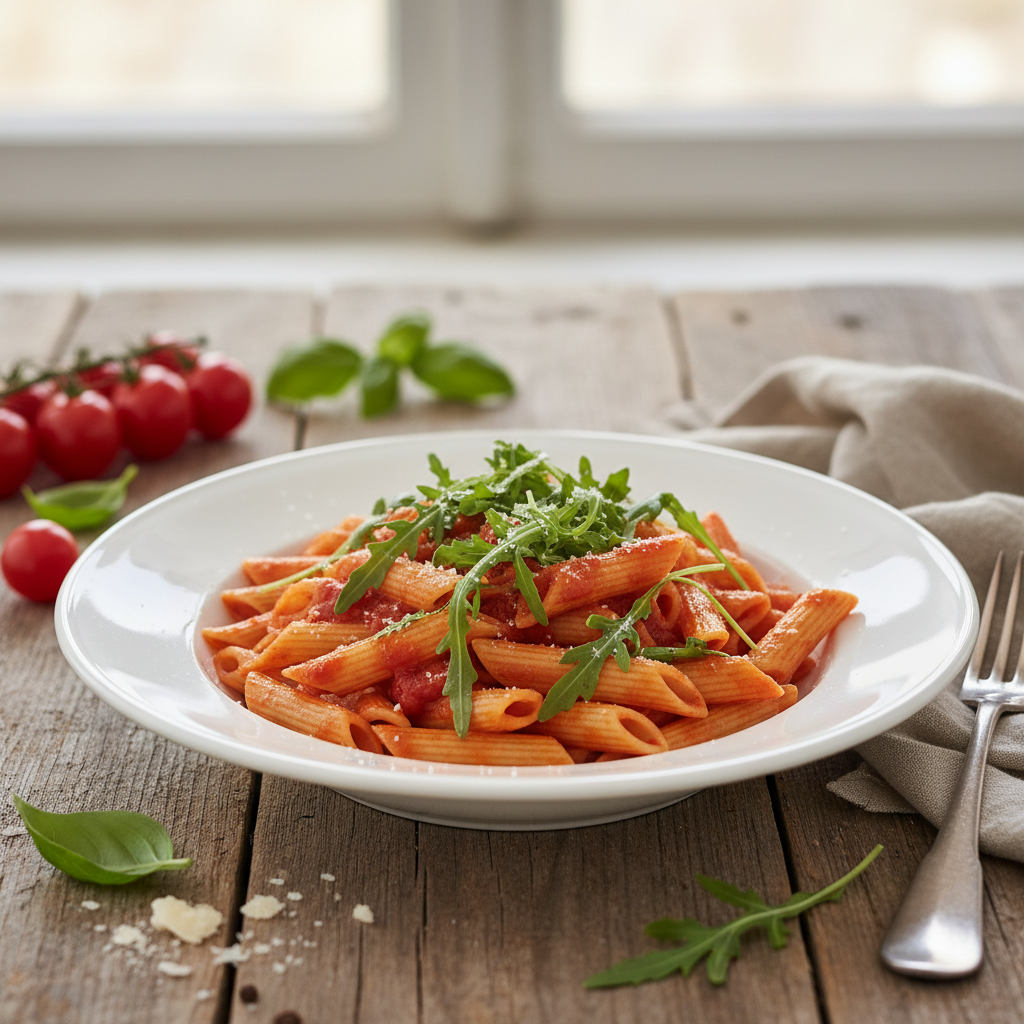 Penne à la Sauce Tomate et Roquette