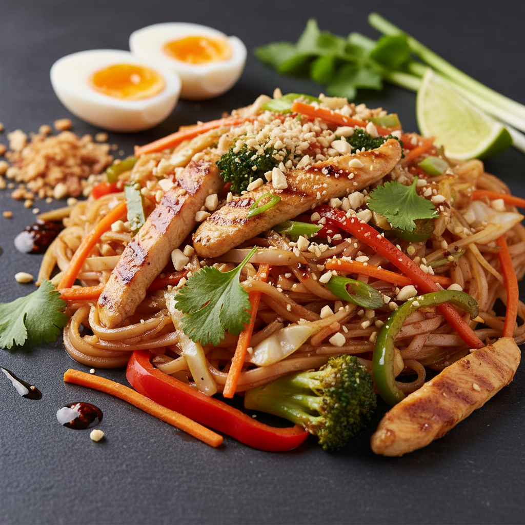 Pad Thaï simplifié aux légumes du frigo