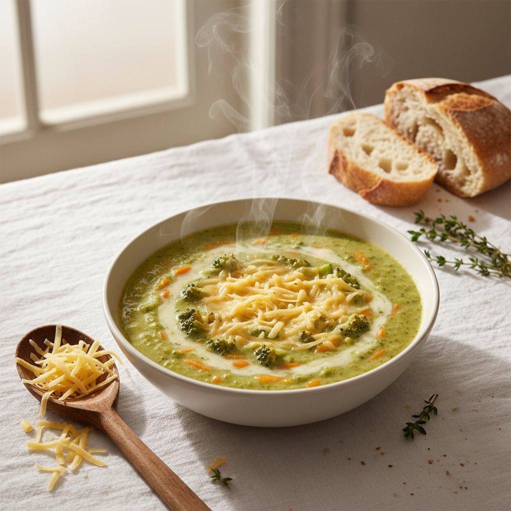 Soupe Brocoli-Carotte au Gruyère
