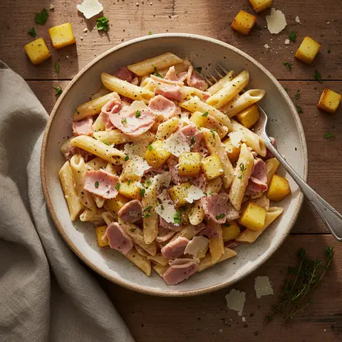 Vegetarische Carbonara-Nudeln