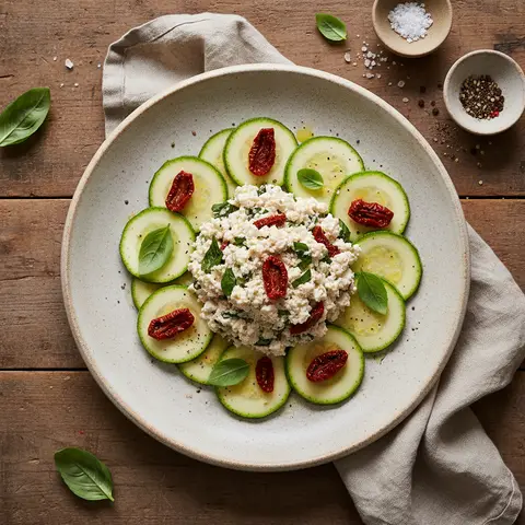 Tartare de tofu soyeux aux tomates séchées et basilic