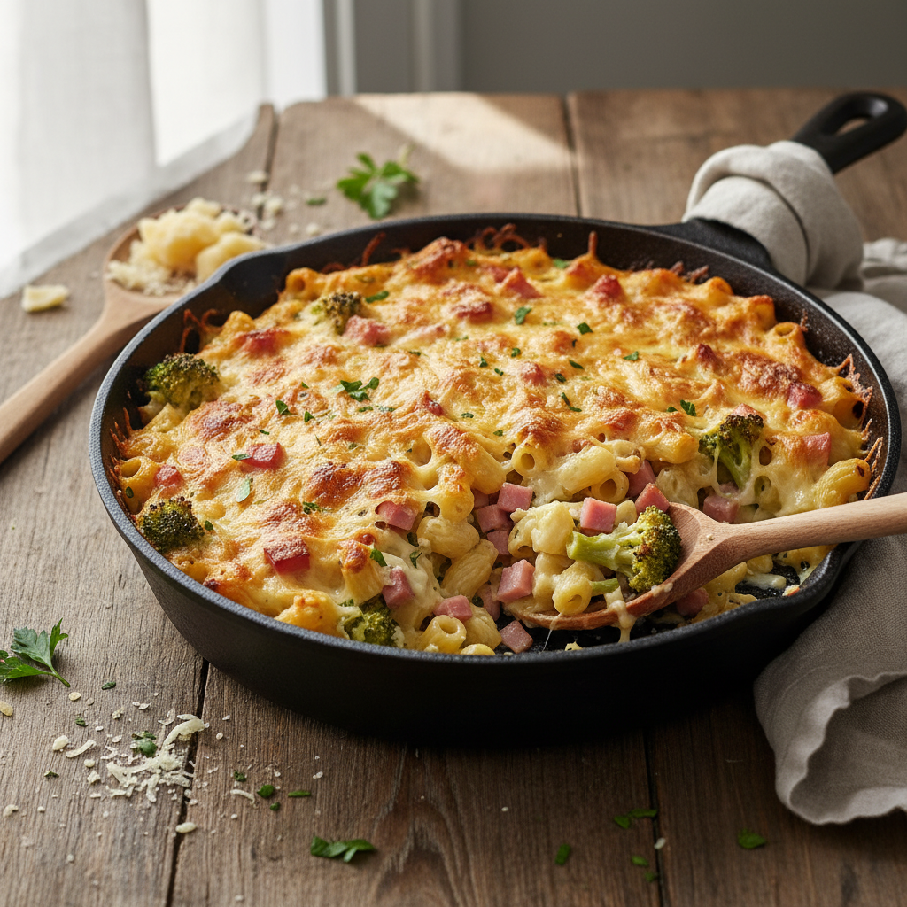 Pâtes au Gratin Jambon-Brocoli