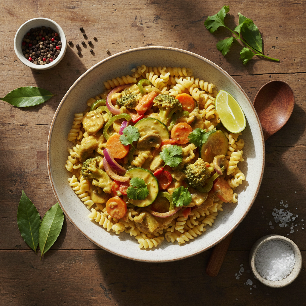 Curry de Légumes au Coco et Pâtes