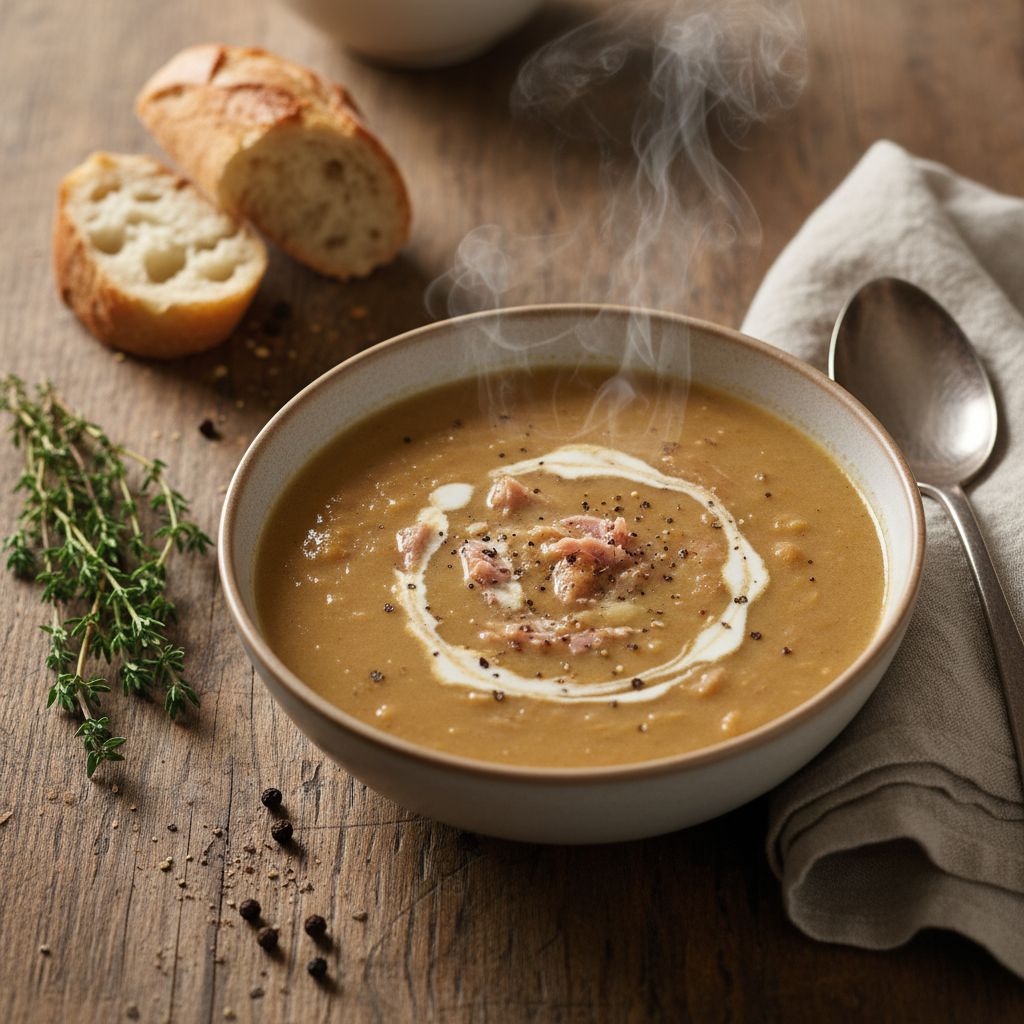 Soupe Crémeuse au Jambon et Poivre Noir