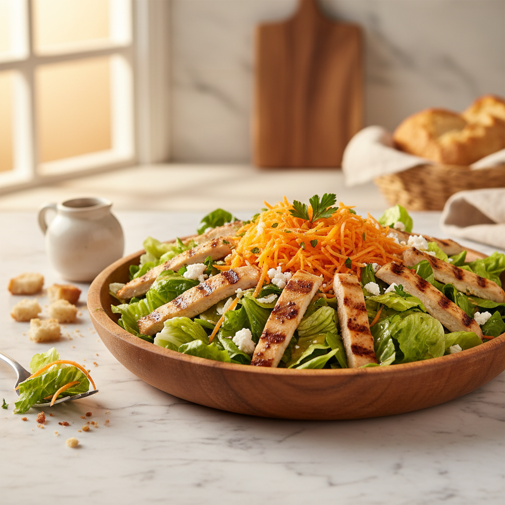 Salade Complète aux Carottes, Poulet et Fromage