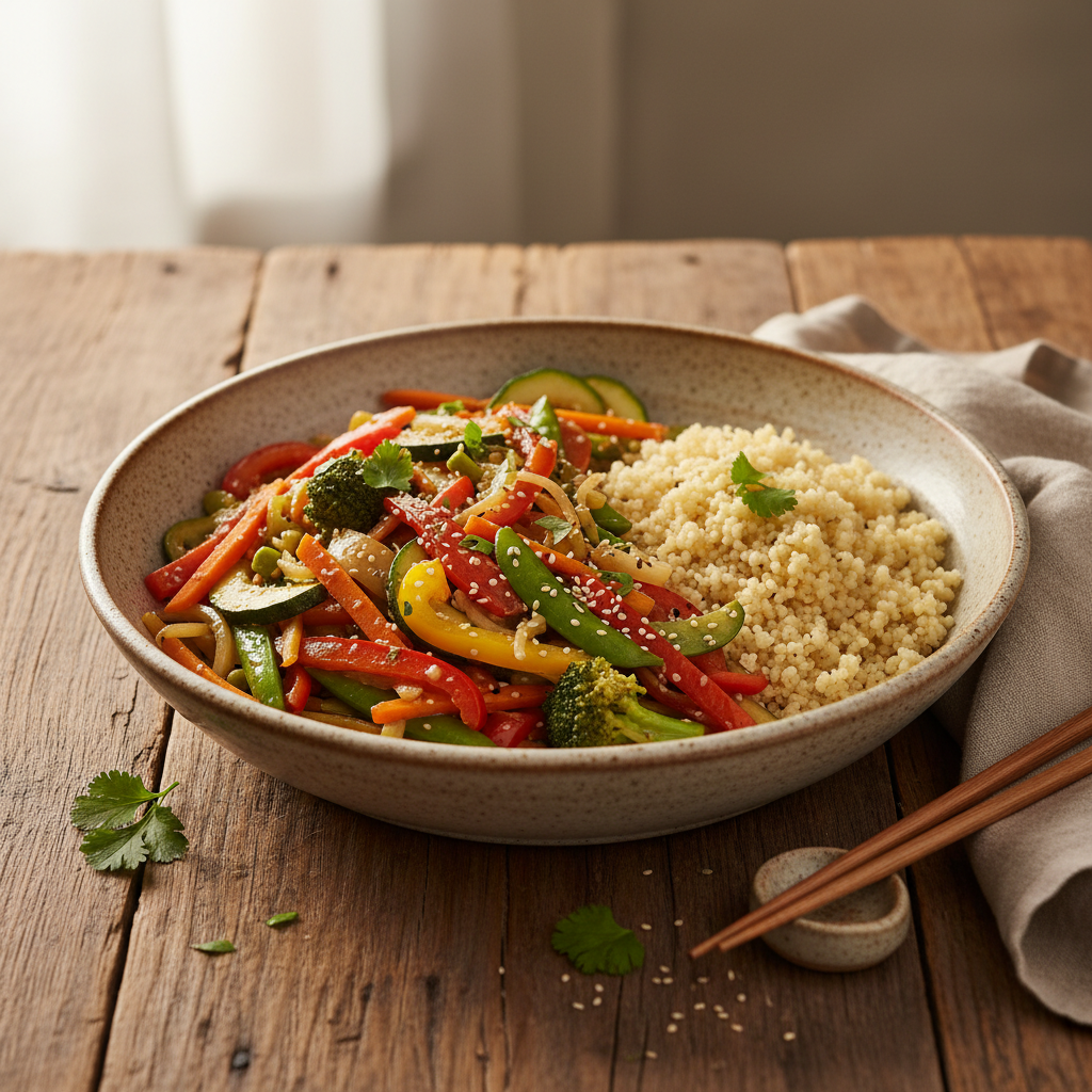 Sauté de Légumes au Wok avec Semoule